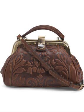GIANNI CONTI Brown Medium Genuine Leather Gladstone Doctor Handbag--NWT